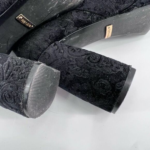 Kensie Black Velvet Floral Emeline Block heel boot bootie size 8.5 Platform Goth - Picture 14 of 14